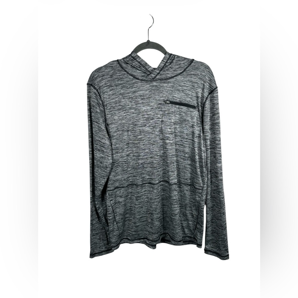 Zella Gray Space Dye Lightweight Hoodie Long Sleeve Activewear Top Size M - Picture 3 of 10